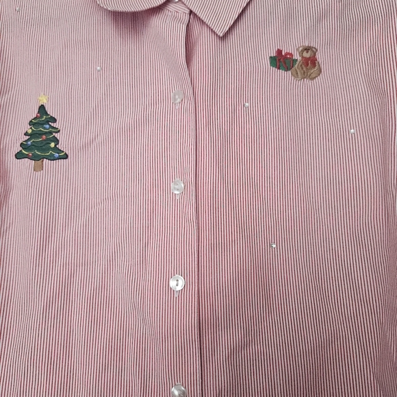 C.B. Career Christmas Holiday Button Down Women Plus Size 20W - Picture 6 of 8